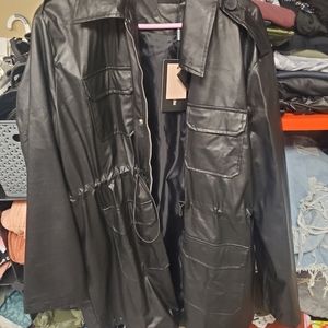 Pretty Little Thing Faux Leather Trench Coat